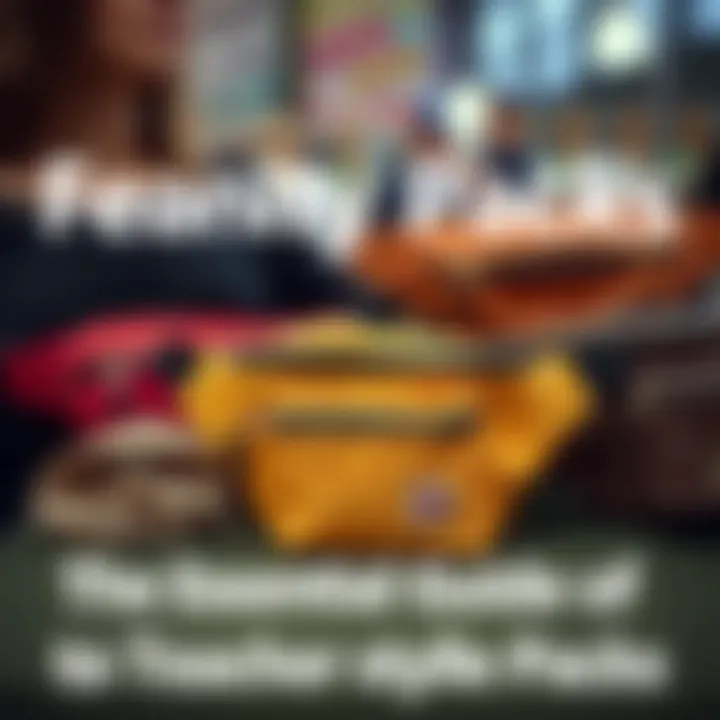 Diverse styles of fanny packs displayed together, highlighting options for teachers