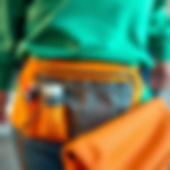 Close-up of a fanny pack showcasing its organizational features for educators