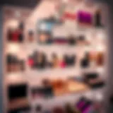 Elegant acrylic makeup shelf showcasing organized cosmetics