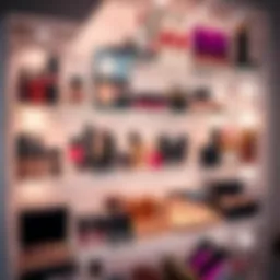 Elegant acrylic makeup shelf showcasing organized cosmetics