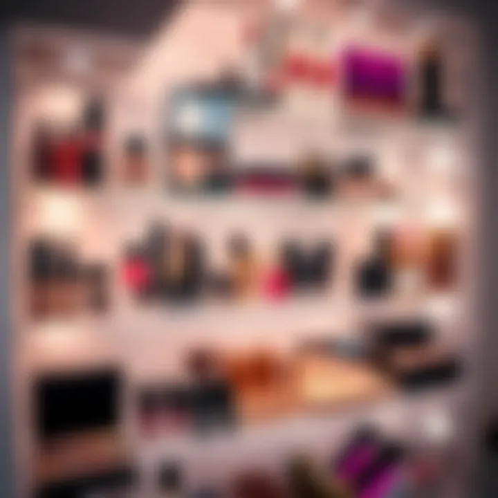 Elegant acrylic makeup shelf showcasing organized cosmetics