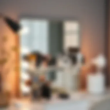 Minimalist acrylic makeup shelf in a stylish vanity setup