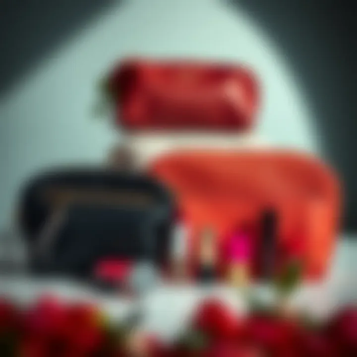 Stylish makeup bags arranged for visual appeal