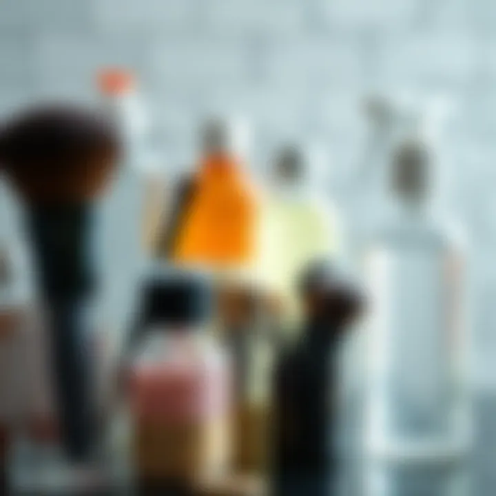 Selection of cleaning solutions for makeup brushes