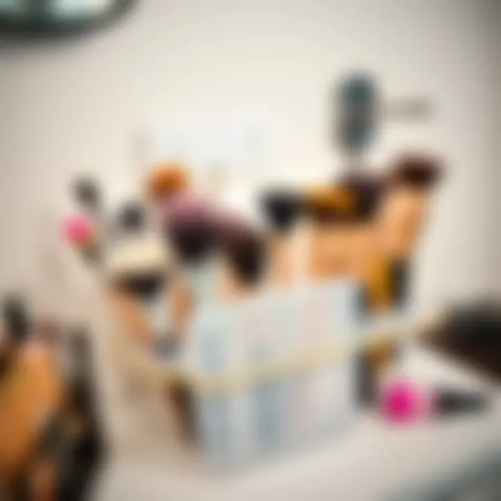 A well-organized brush drying station