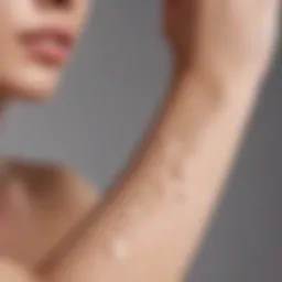 Cream applied to underarm area showcasing a smooth texture