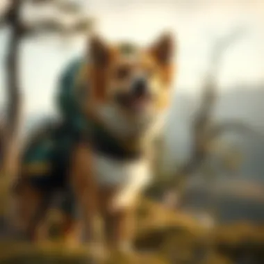 A dog enjoying a hike while in a bubble backpack