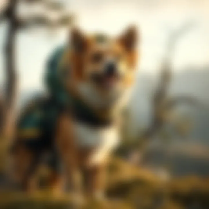 A dog enjoying a hike while in a bubble backpack