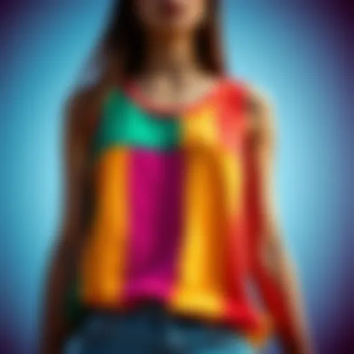 A vibrant color block tank showcasing a blend of bold hues