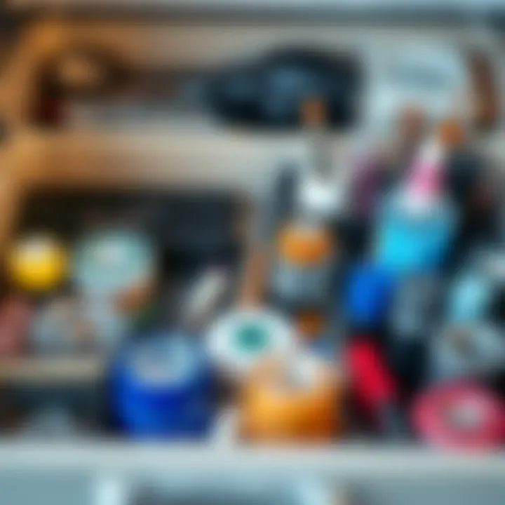 Organizational Layout of Supplies Organizational layout of various diamond art supplies in a storage box