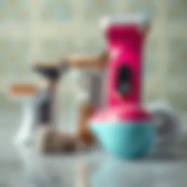 Different types of shavers arranged for comparison.