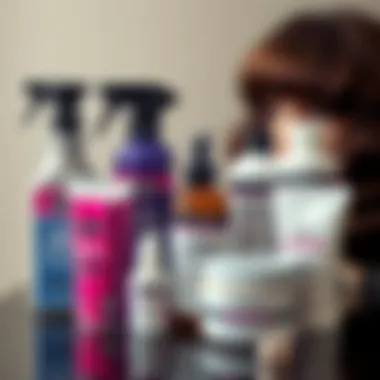 Close-up of hair care products tailored for maintaining 80s wigs.