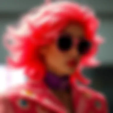 A stylish individual showcasing a modern take on 80s wig fashion.