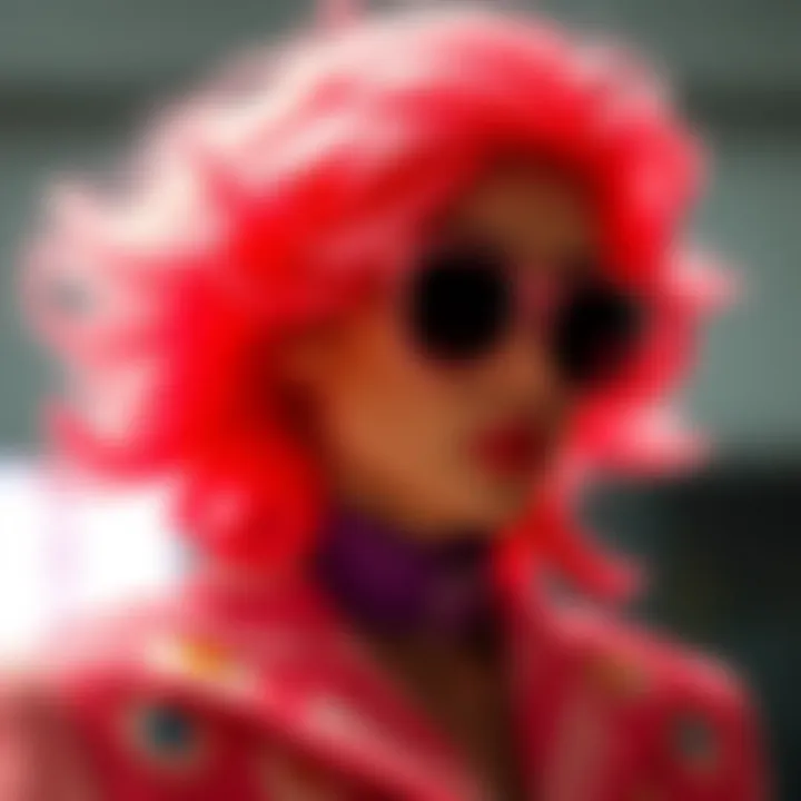 A stylish individual showcasing a modern take on 80s wig fashion.