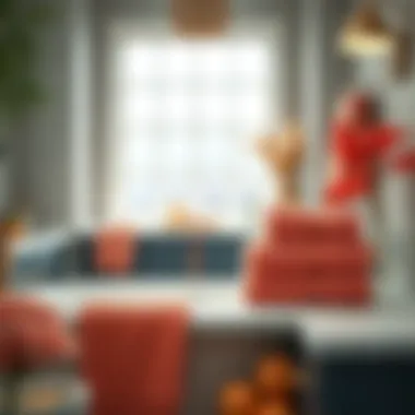 Coral Washcloths in a Chic Bathroom Arrangement Coral washcloths elegantly arranged in a stylish bathroom setting.