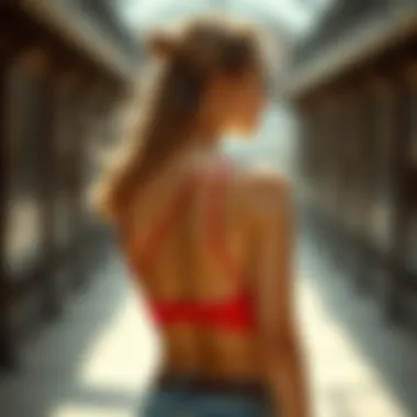 Model demonstrating how criss cross back bras enhance outfit aesthetics