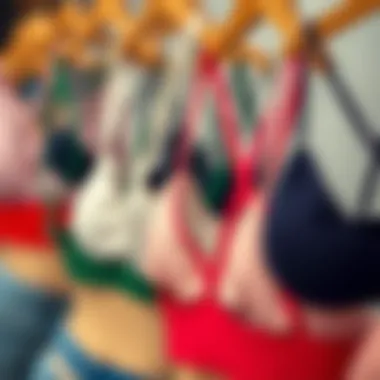 Variety of criss cross back bras in different styles and colors