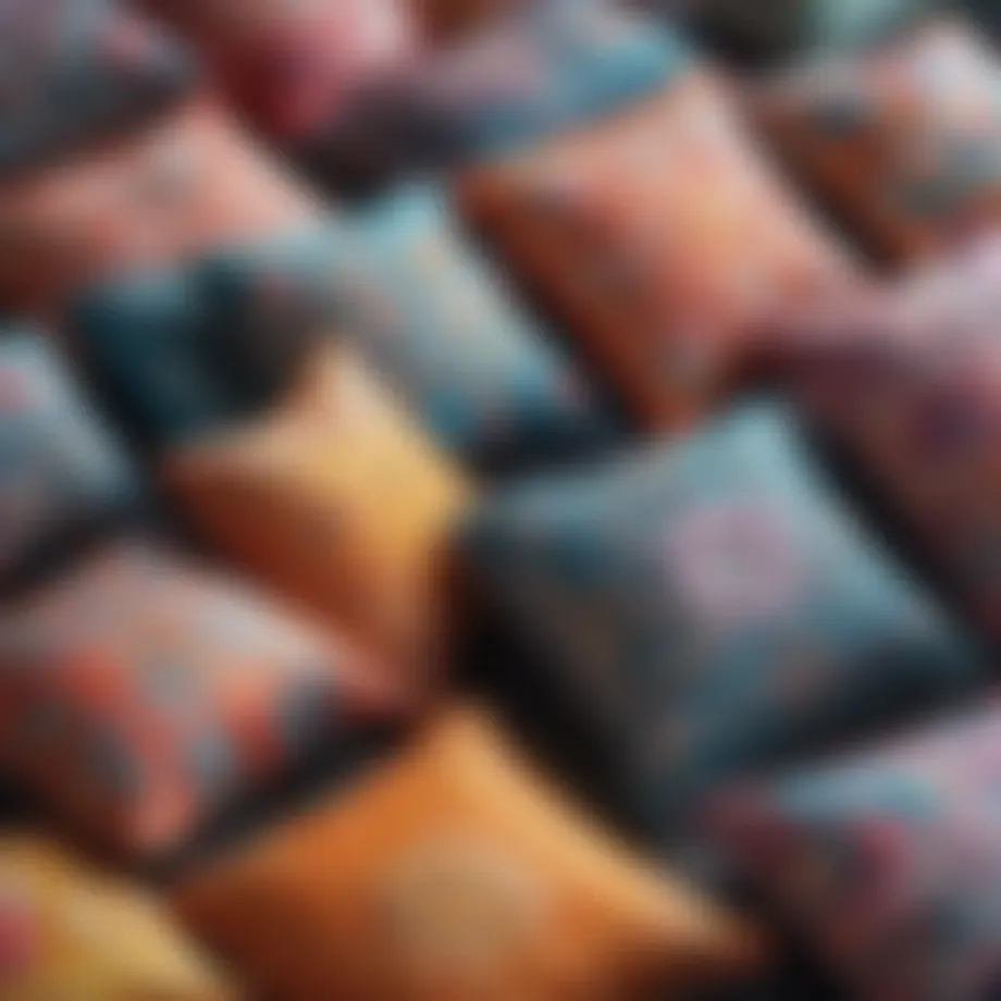 A collection of vibrant cushion covers showcasing various design patterns and colors