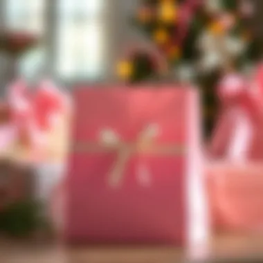 Beautifully customized pastel paper gift bag with ribbon