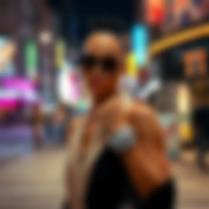 A stylish individual confidently flaunting their diamond bling wrap in a vibrant urban setting