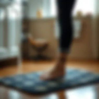 User enjoying comfort while standing on the kitchen mat