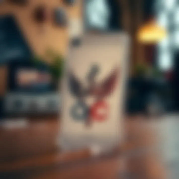 Close-up of a clear phone case showcasing detailed artwork inspired by the Harry Potter series