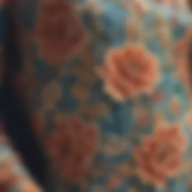 A close-up of fabric patterns on a vintage dress