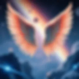 Elegant depiction of angel wings in a celestial background