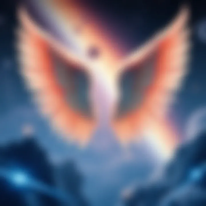 Elegant depiction of angel wings in a celestial background