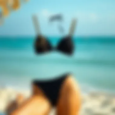Fashionable beach setting showcasing the black bikini