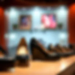 Elegant black wedge dress shoes on a stylish display