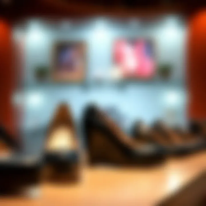 Elegant black wedge dress shoes on a stylish display