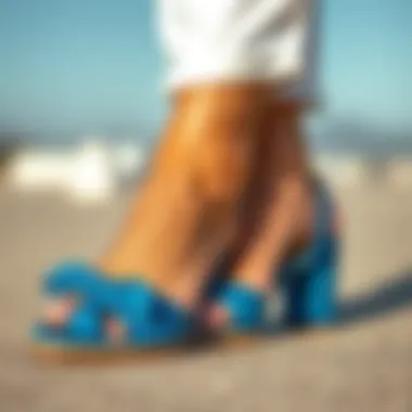 Elegant blue sandals perfect for summer outings