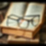 Elegant boho reading glasses on a vintage book