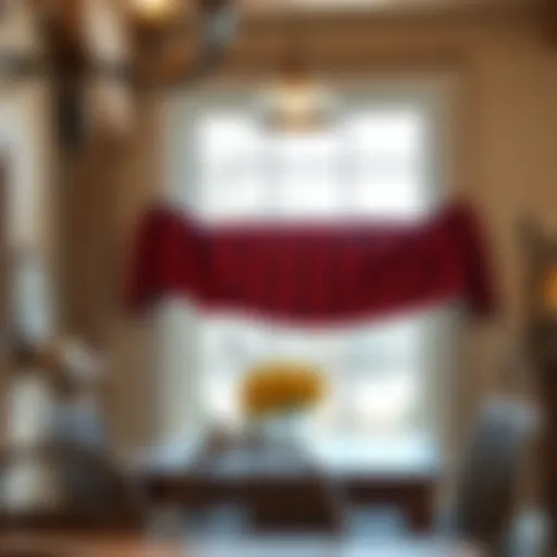 Buffalo Plaid in Rustic Decor Charming buffalo plaid window valance enhancing a rustic dining area