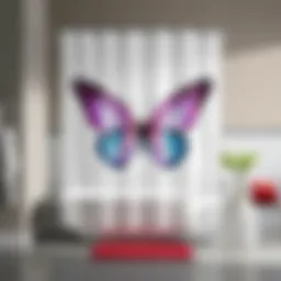 Elegant butterfly shower curtain set in a modern bathroom