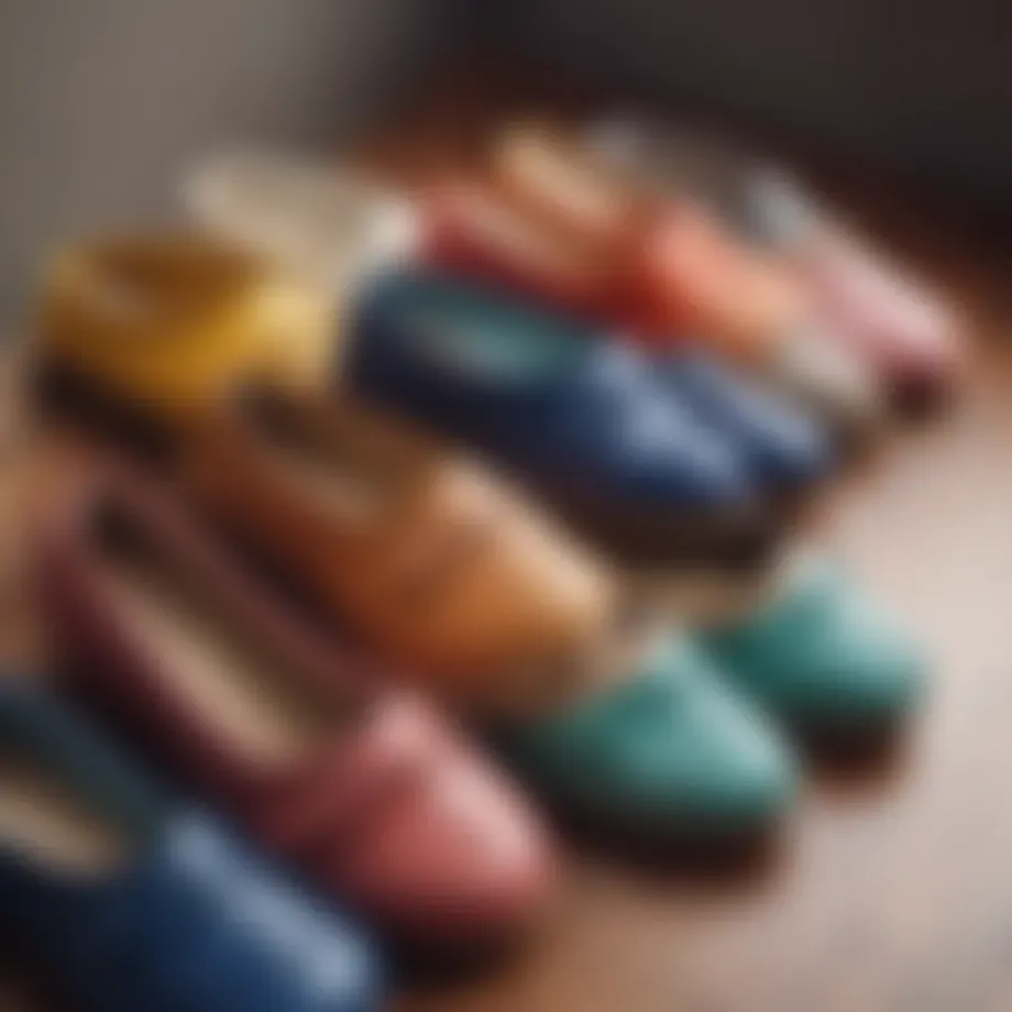 Variety of closed toe house shoes displayed aesthetically