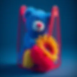 A beautifully designed corner mesh stuffed animal holder showcasing vibrant colors and textures.