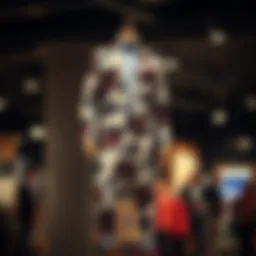 Stylish cow print pants on a mannequin