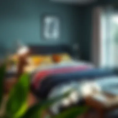 Trendy bedroom adorned with a custom face blanket that complements the decor