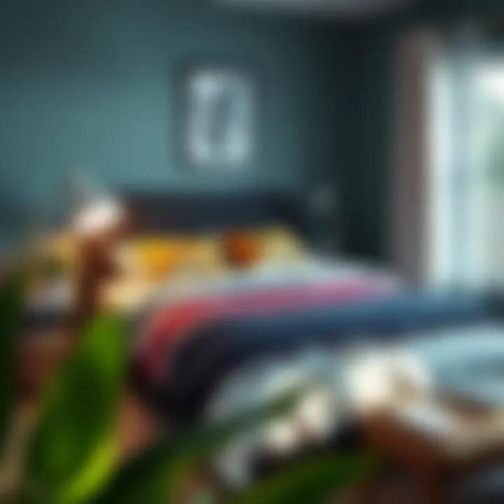 Trendy bedroom adorned with a custom face blanket that complements the decor