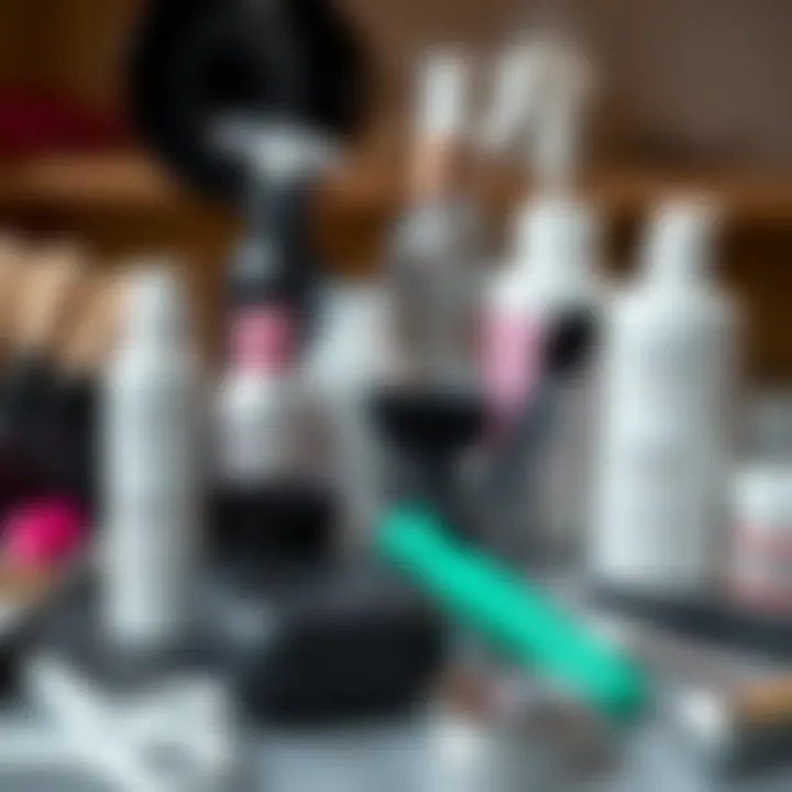 Lace Wig Maintenance Tools Stylish lace wig maintenance tools and products neatly arranged