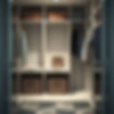 Minimalist closet design featuring sleek storage bins