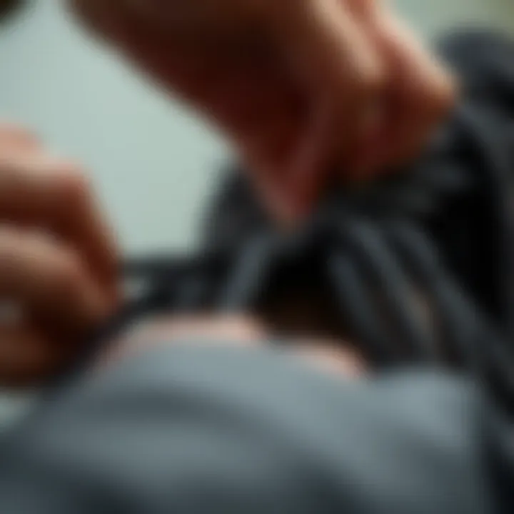Close-up of dread extensions being expertly attached to natural dreadlocks, highlighting installation technique.
