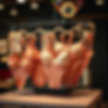 Elegant Display of Fabric Lifting Pasties Various fabric lifting pasties arranged elegantly on a display.