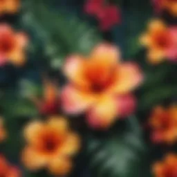 Vibrant faux Hawaiian flower arrangement showcasing rich colors