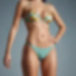 Elegant high cut thong bathing suit showcasing unique design elements.