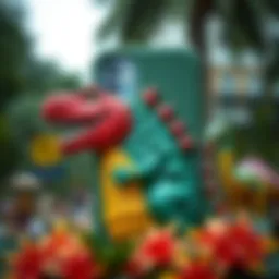 Colorful dinosaur-themed phone case design