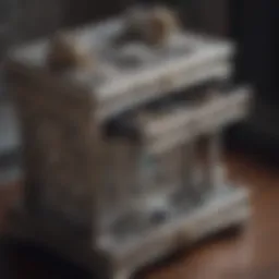 Elegant jewelry stand with drawers showcasing intricate designs
