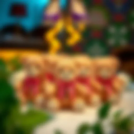 Charming mini teddy bear party favors displayed on a table